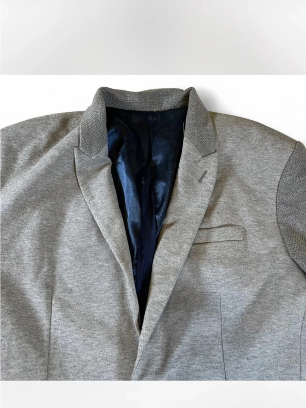 Zara Men's‎ Stretch Comfort Knit Two Button Blazer Jacket Size XL Grey